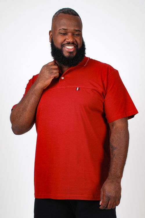 Camiseta polo malha lisa plus size vinho