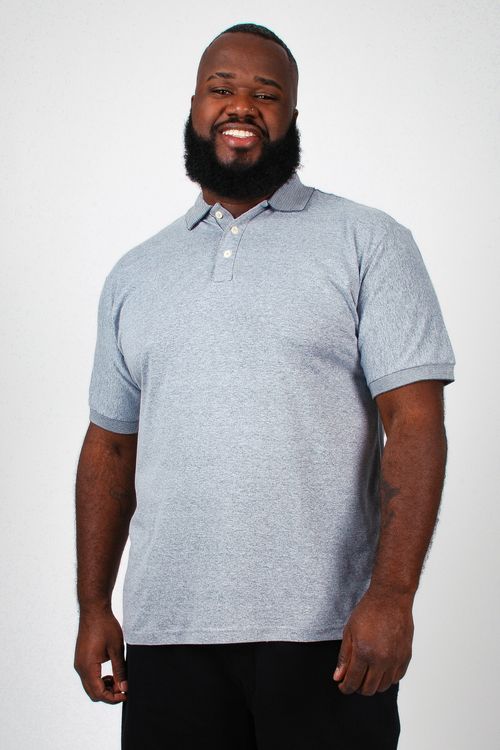 Camiseta polo manga curta mesclada plus size cinza
