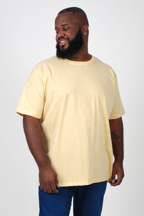 Camiseta malha mesclada plus size amarelo