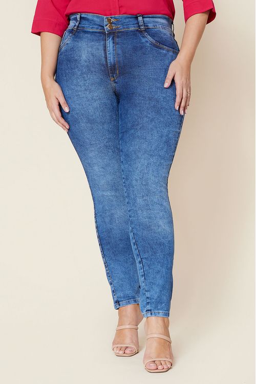Calça Jeans Skinny com Elastano Plus Size