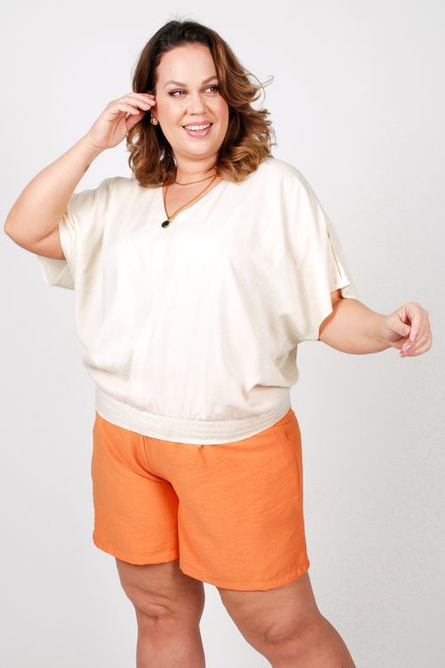 Blusa  viscose lisa plus size bege
