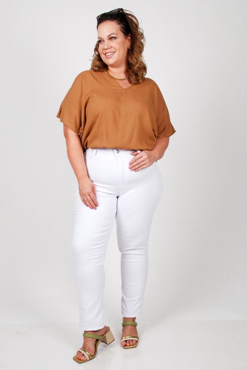 Calça skinny color plus size branco