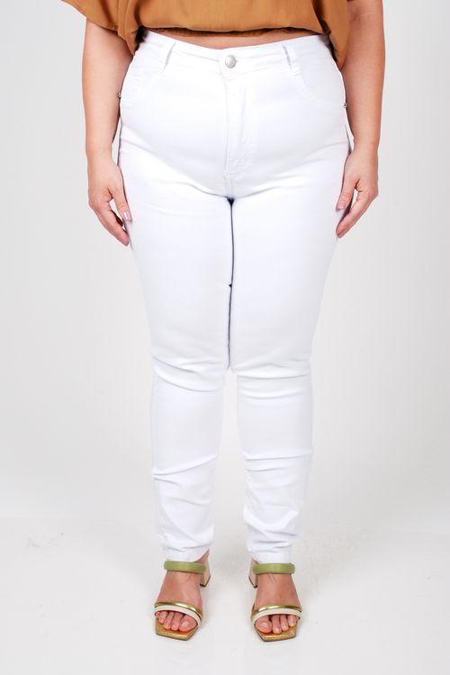 Calça skinny color plus size branco