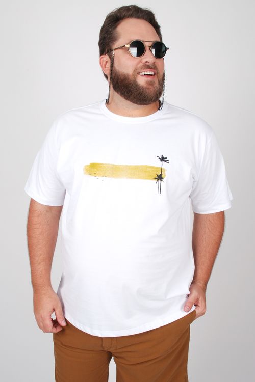 Camiseta com estampa coqueiro plus size branco
