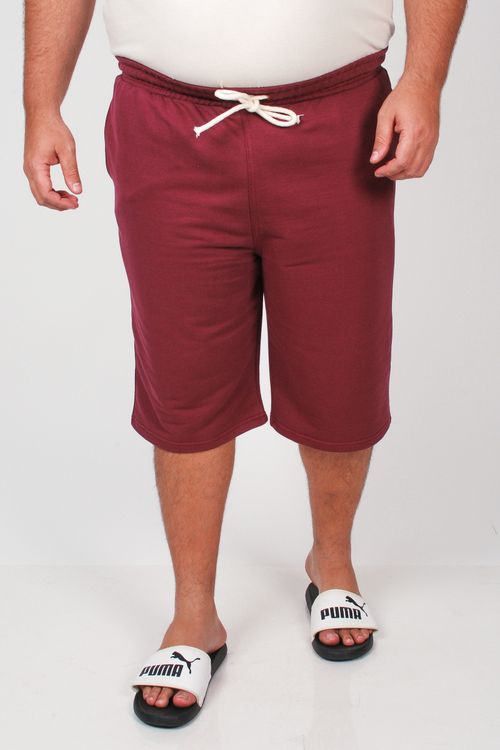 Bermuda de moletom masculina plus size vinho