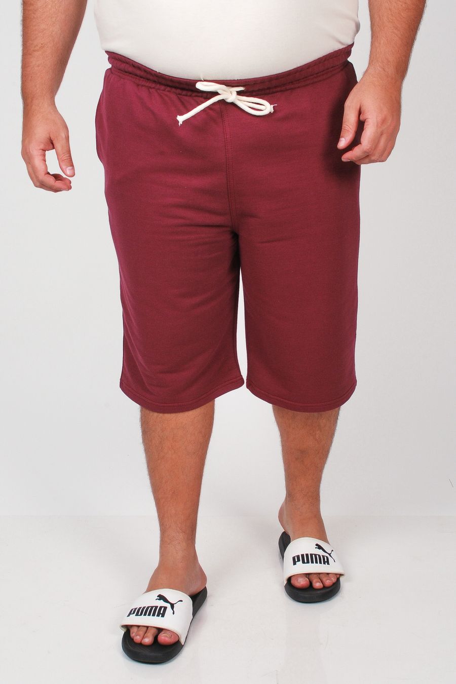 Bermuda de moletom masculina plus size vinho