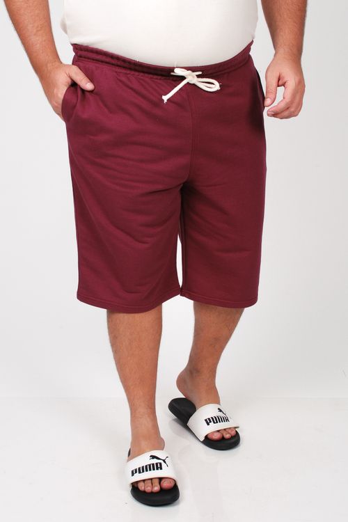 Bermuda de moletom masculina plus size vinho