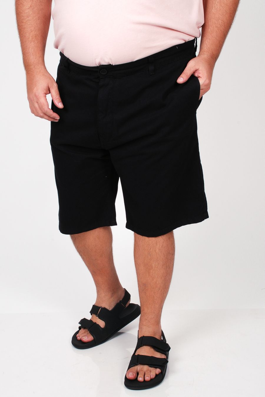 Bermuda masculina color básica esporte fino plus size preto