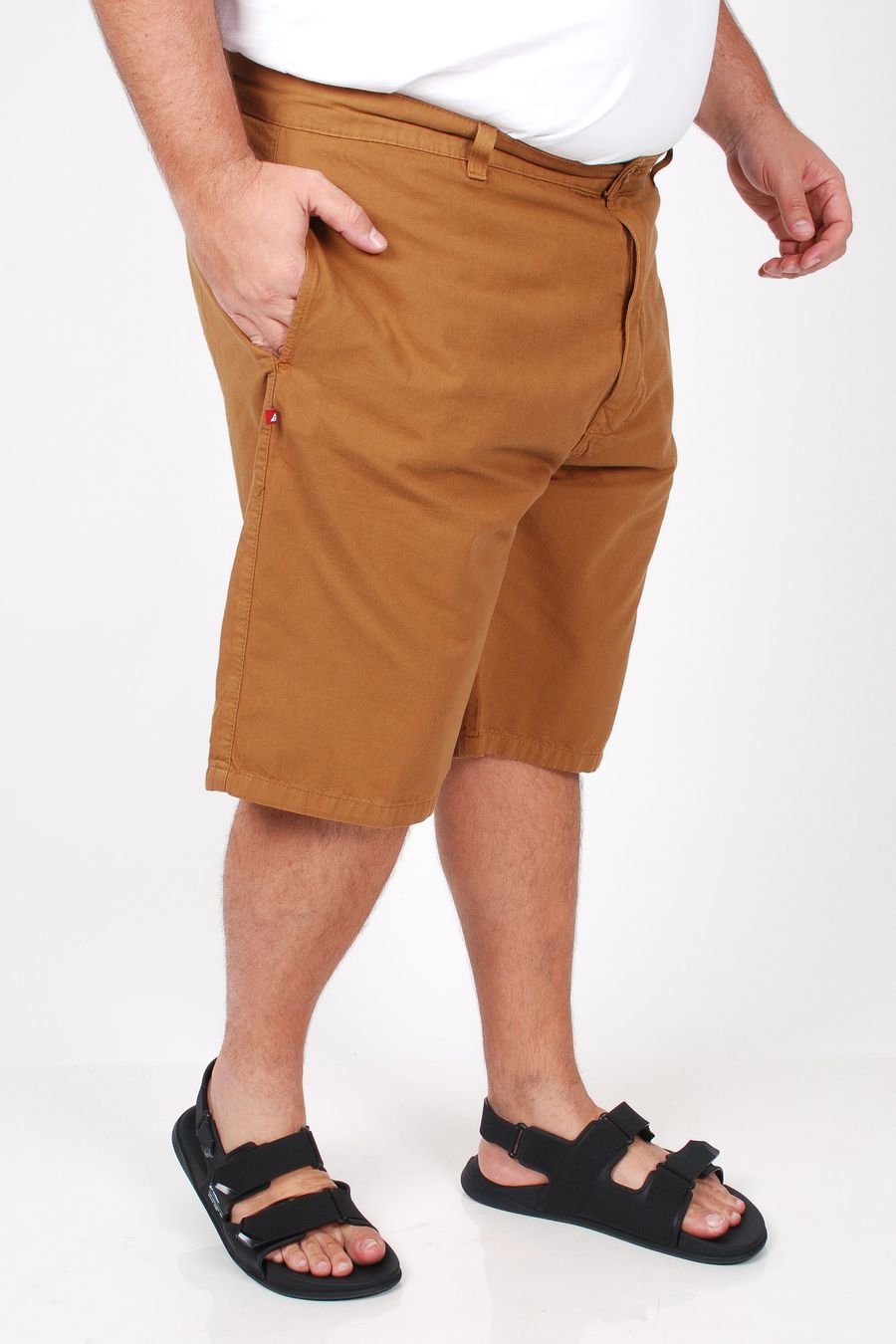 Bermuda masculina color básica esporte fino plus size caramelo
