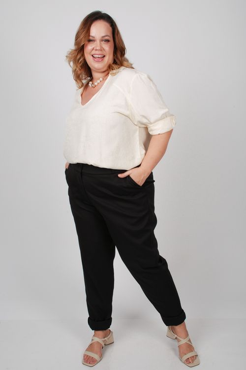 blusa de viscose com gola plus size amarelo