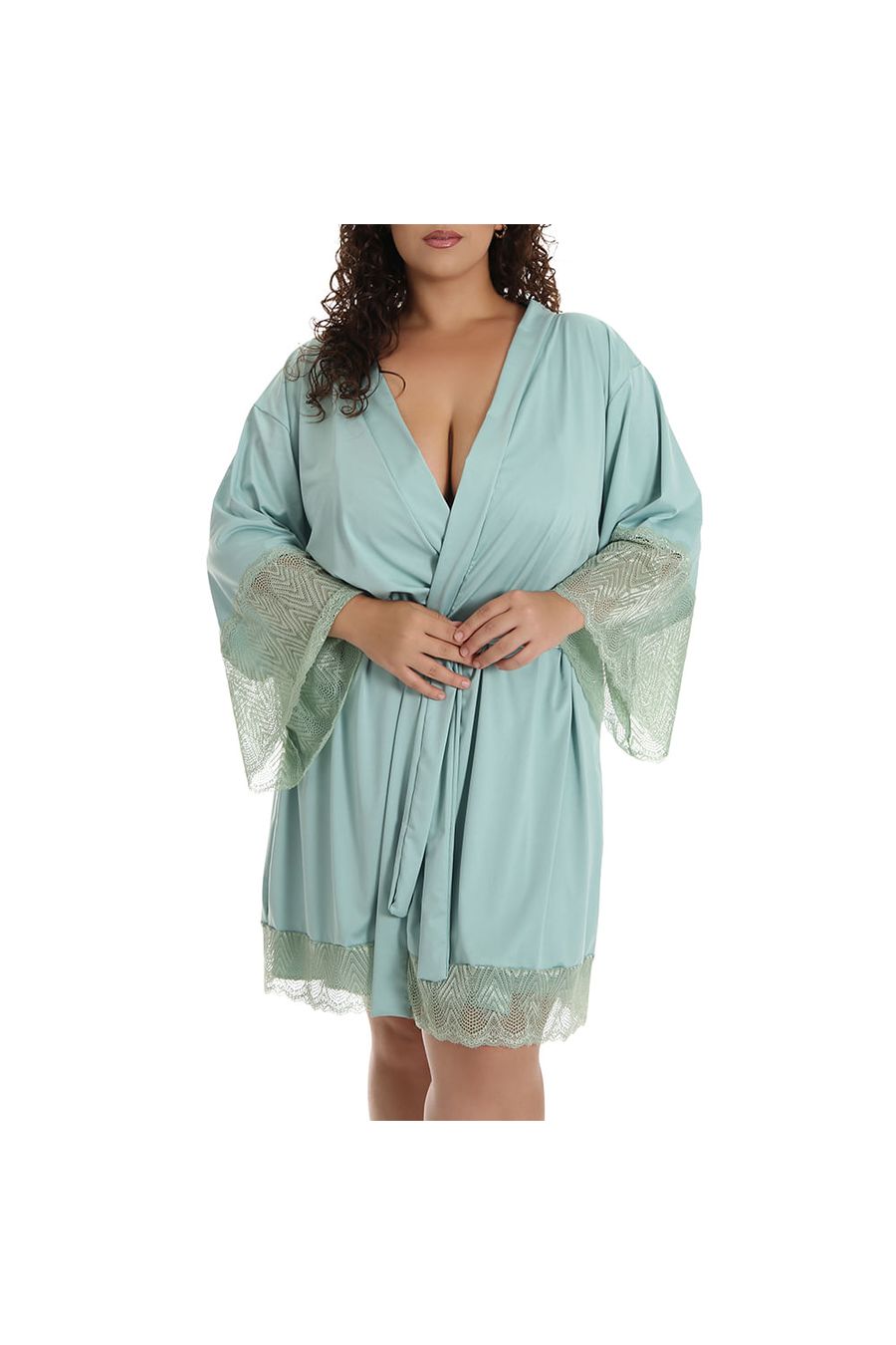 Robe Plus Size Microfibra Renda