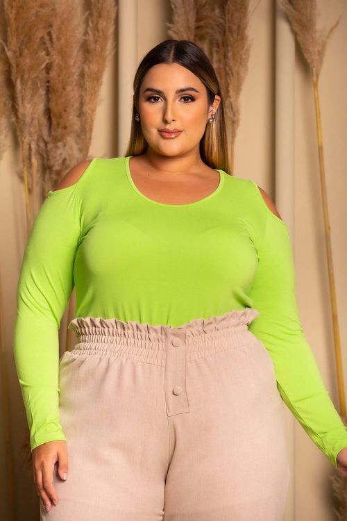 Blusa Manga Longa Bella Verde Plus Size