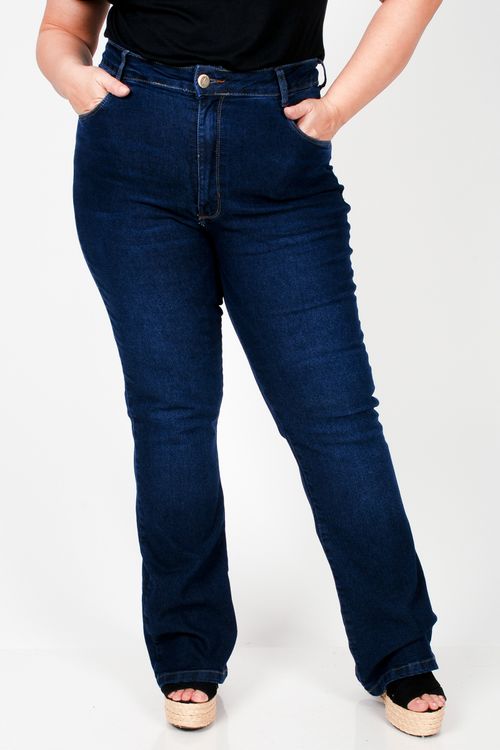 Calça flare jeans plus size jeans blue