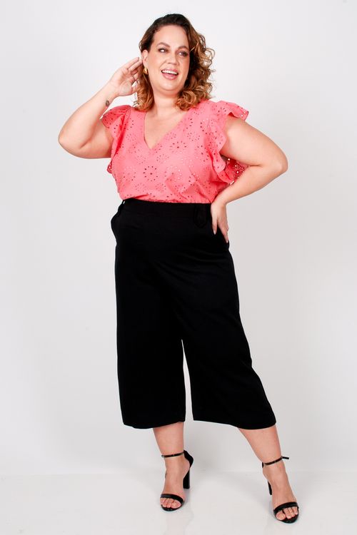 Blusa em laise plus size coral