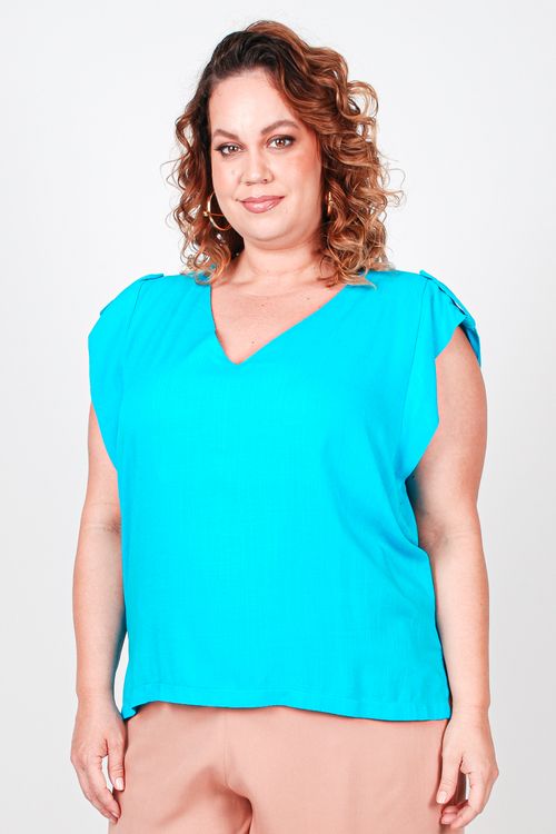 Regata com martingale plus size azul