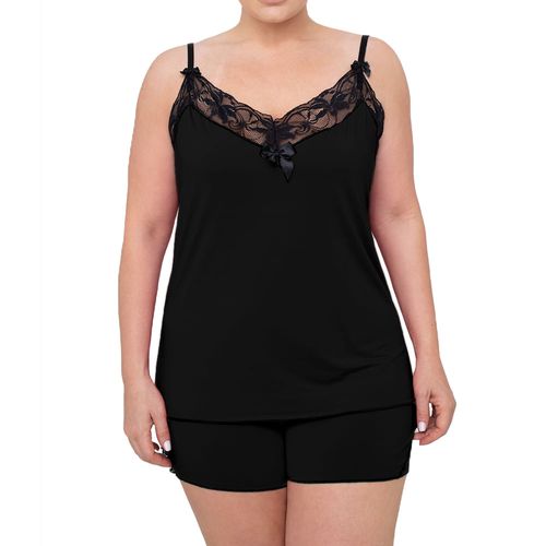 Baby Doll Plus Size Microfibra Renda
