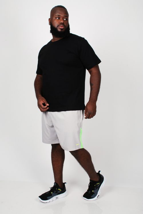 Bermuda com recorte neon lateral plus size cinza