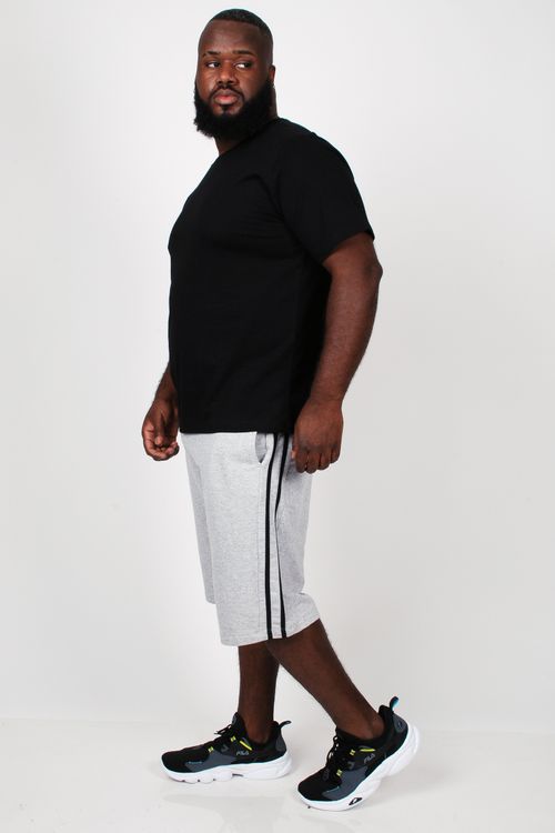 Bermuda com faixas laterais  plus size cinza