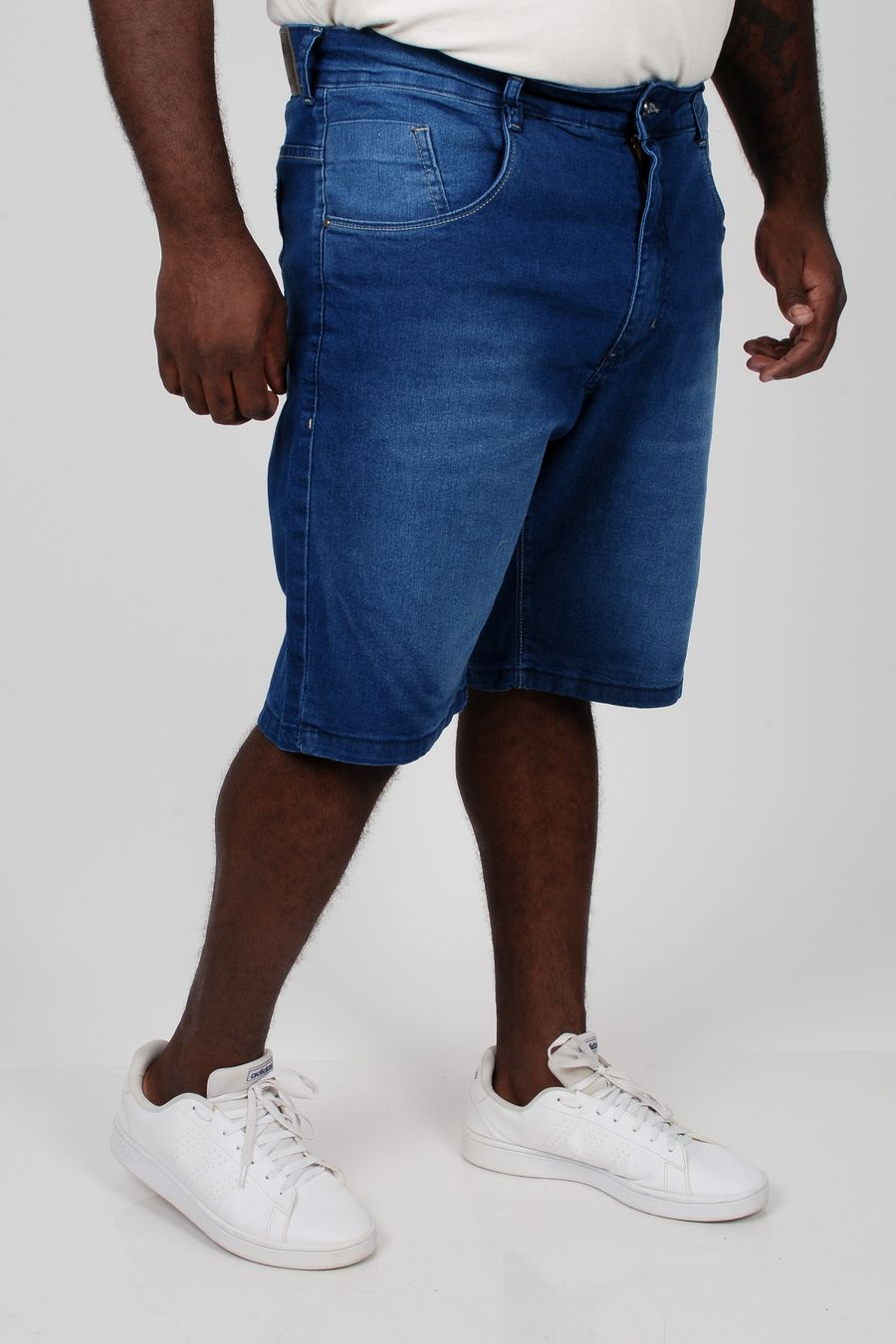 Bermuda jeans masculina plus size jeans blue
