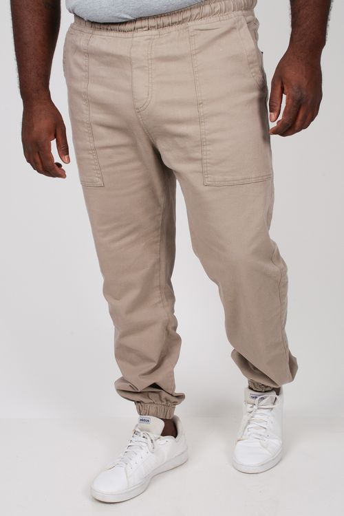 Calça jogger sarja plus size kaki