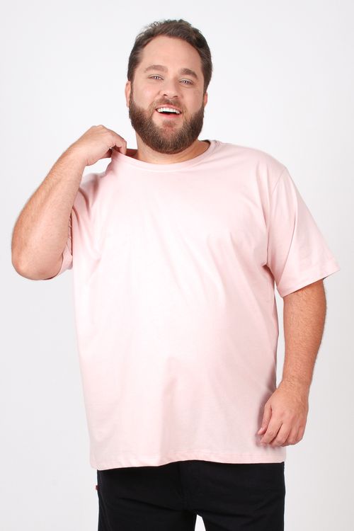 Camiseta básica masculina plus size rosa claro