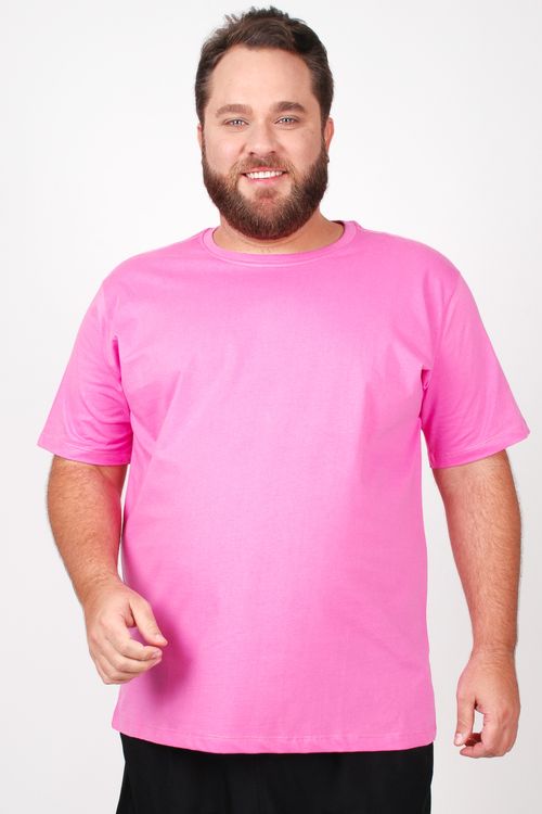 Camiseta básica masculina plus size rosa intenso