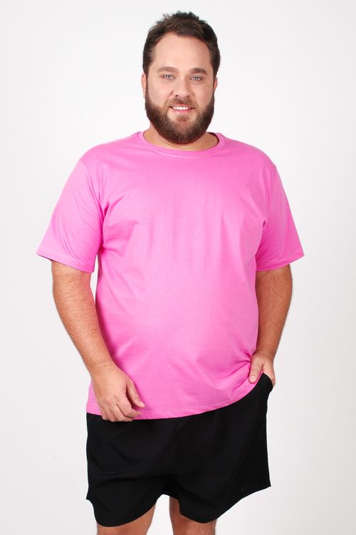 Camiseta básica masculina plus size rosa intenso