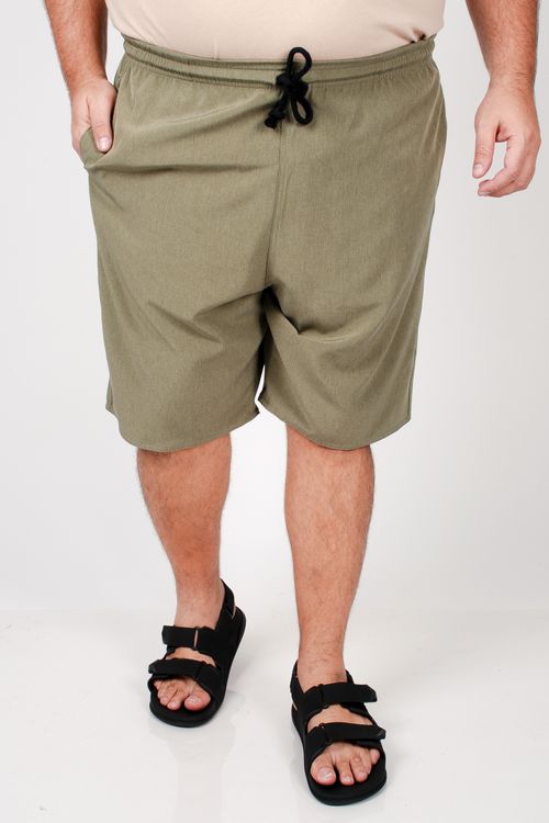 Bermuda masculina tecido mesclado plus size verde militar