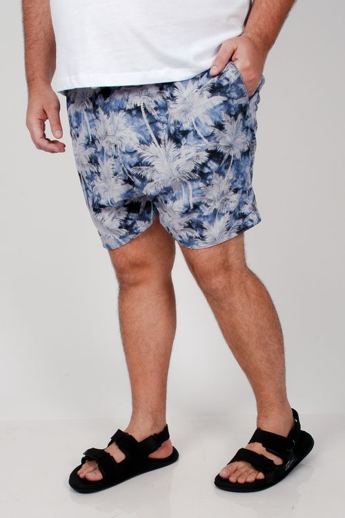 Shorts estampado com elastano plus size preto