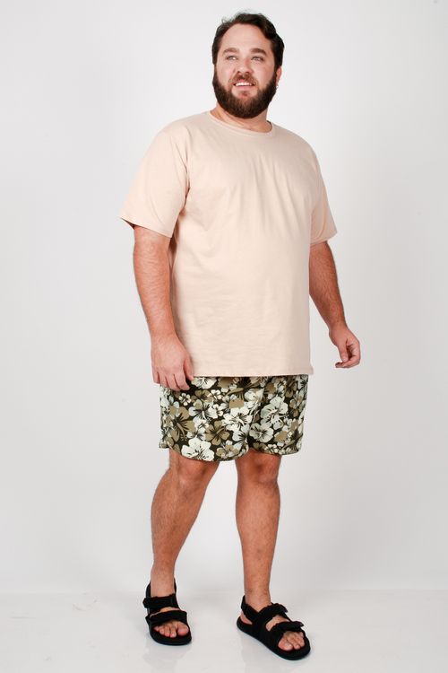 Shorts estampado com elastano plus size verde
