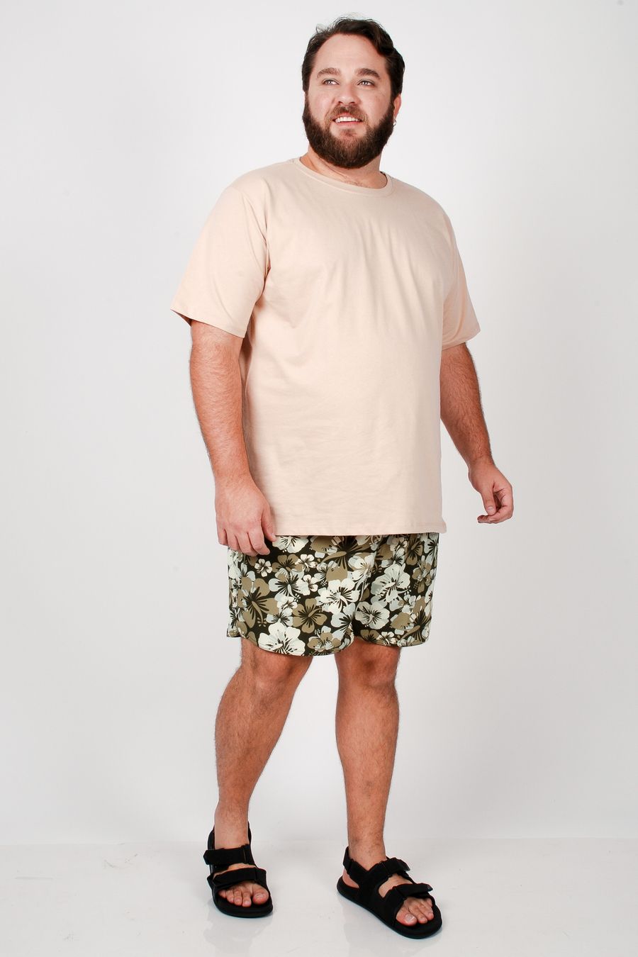 Shorts estampado com elastano plus size verde