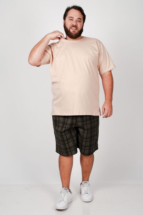 Camiseta básica masculina plus size bege médio