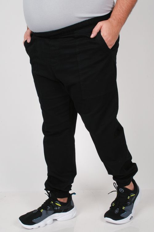 Calça jogger sarja plus size preto