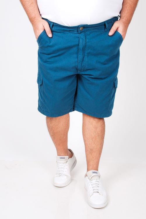 Bermuda sarja básica plus size azul petroleo