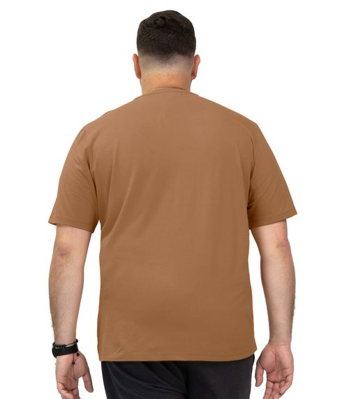 Camiseta Masculina Plus Size Meia Malha Diametro Marrom