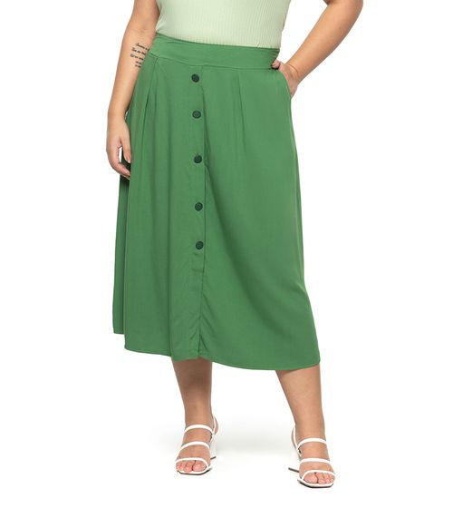 Saia Midi Feminina Plus Size Secret Glam Verde
