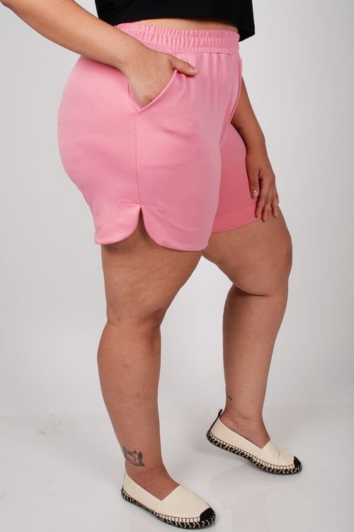 Short de malha lisa plus size rosa