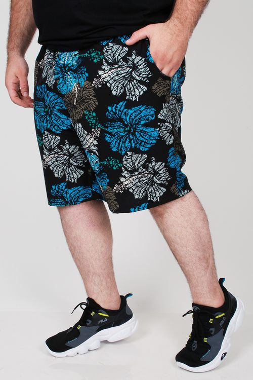 Bermuda estampada com elastano plus size preto