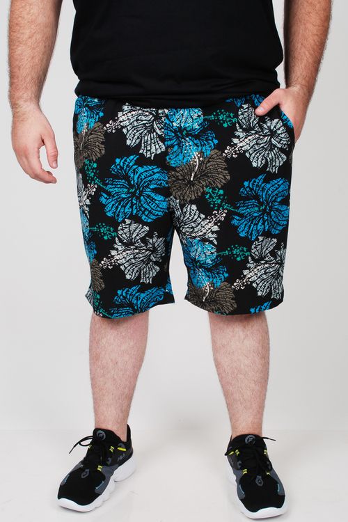 Bermuda estampada com elastano plus size preto