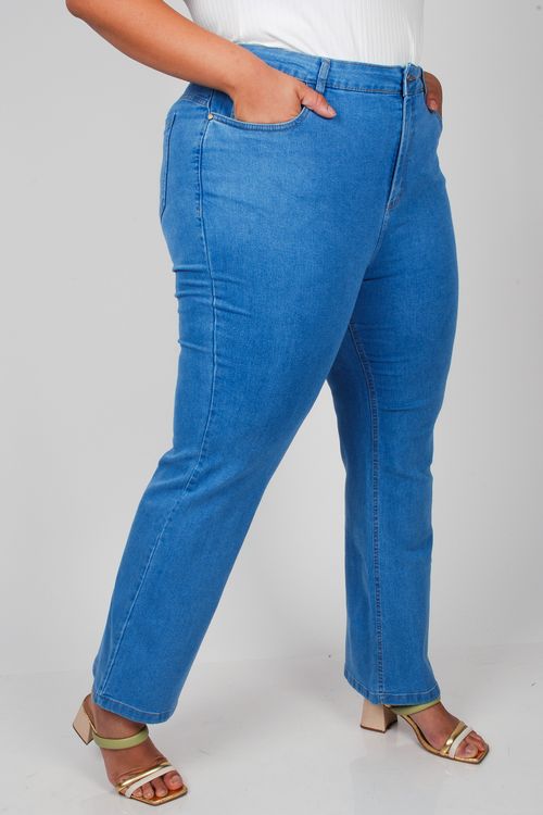 Calça wide leg jeans plus size azul
