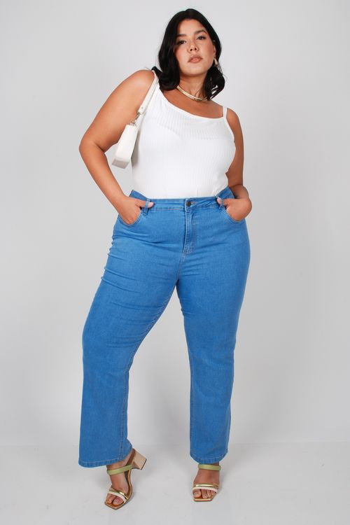 Regata em malha canelada plus size off white