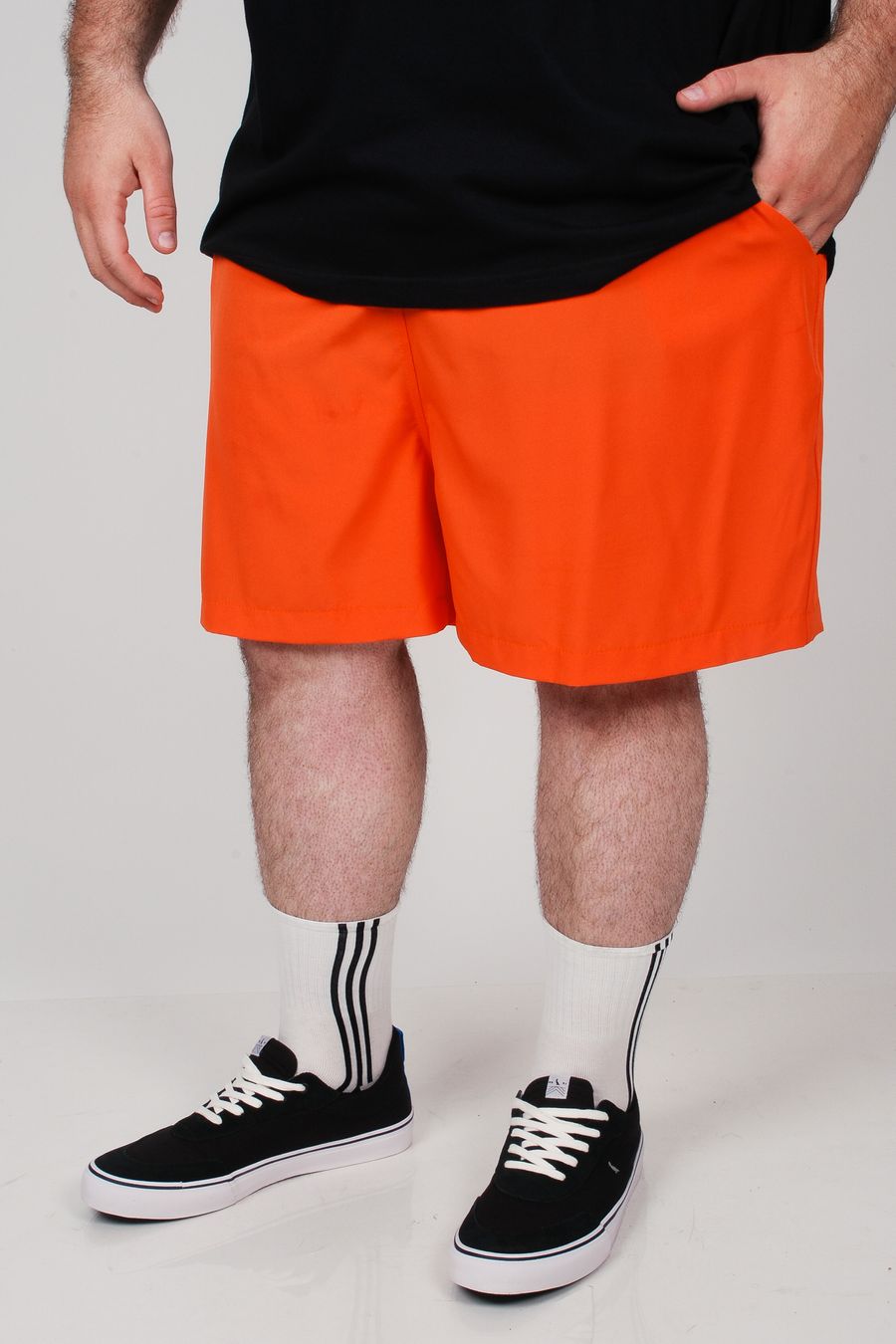 Short tactel com elastano básico plus size laranja