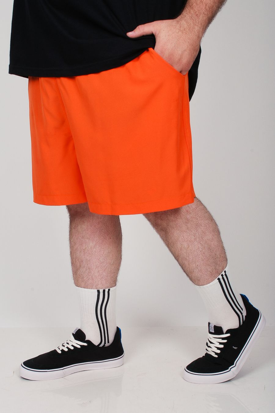 Short tactel com elastano básico plus size laranja