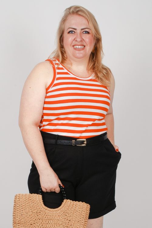 Regata listrada plus size laranja