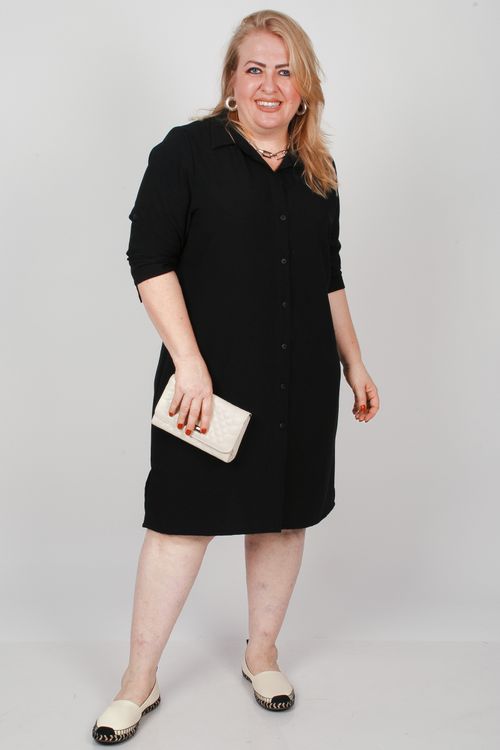 Vestido chemise plus size preto
