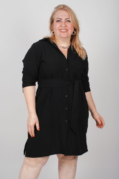 Vestido chemise plus size preto
