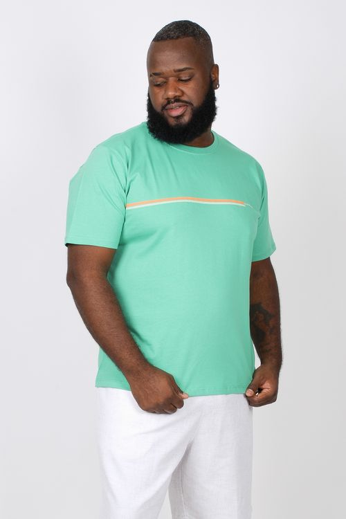 Camiseta com estampa 'listras' plus size verde