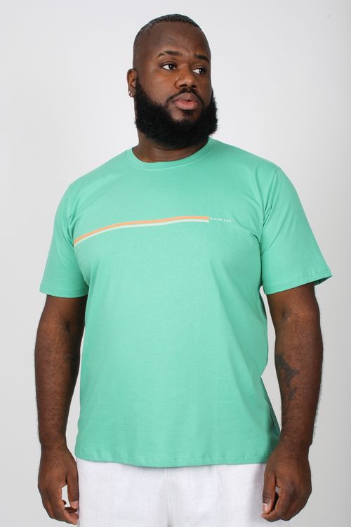 Camiseta com estampa 'listras' plus size verde