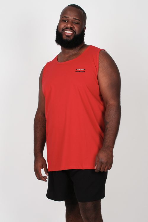Regata estampa lateral plus size vermelho