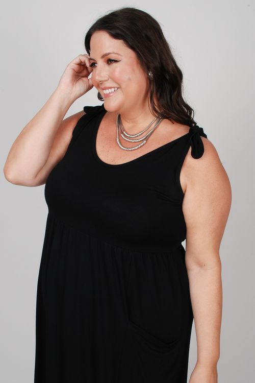 Vestido regata em malha plus size preto